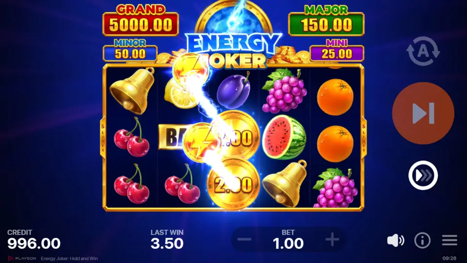 Energy Joker Hold and Win Bonusspiel-Aktivierung – 6+ Sticky Symbols auf dem 3×3-Raster